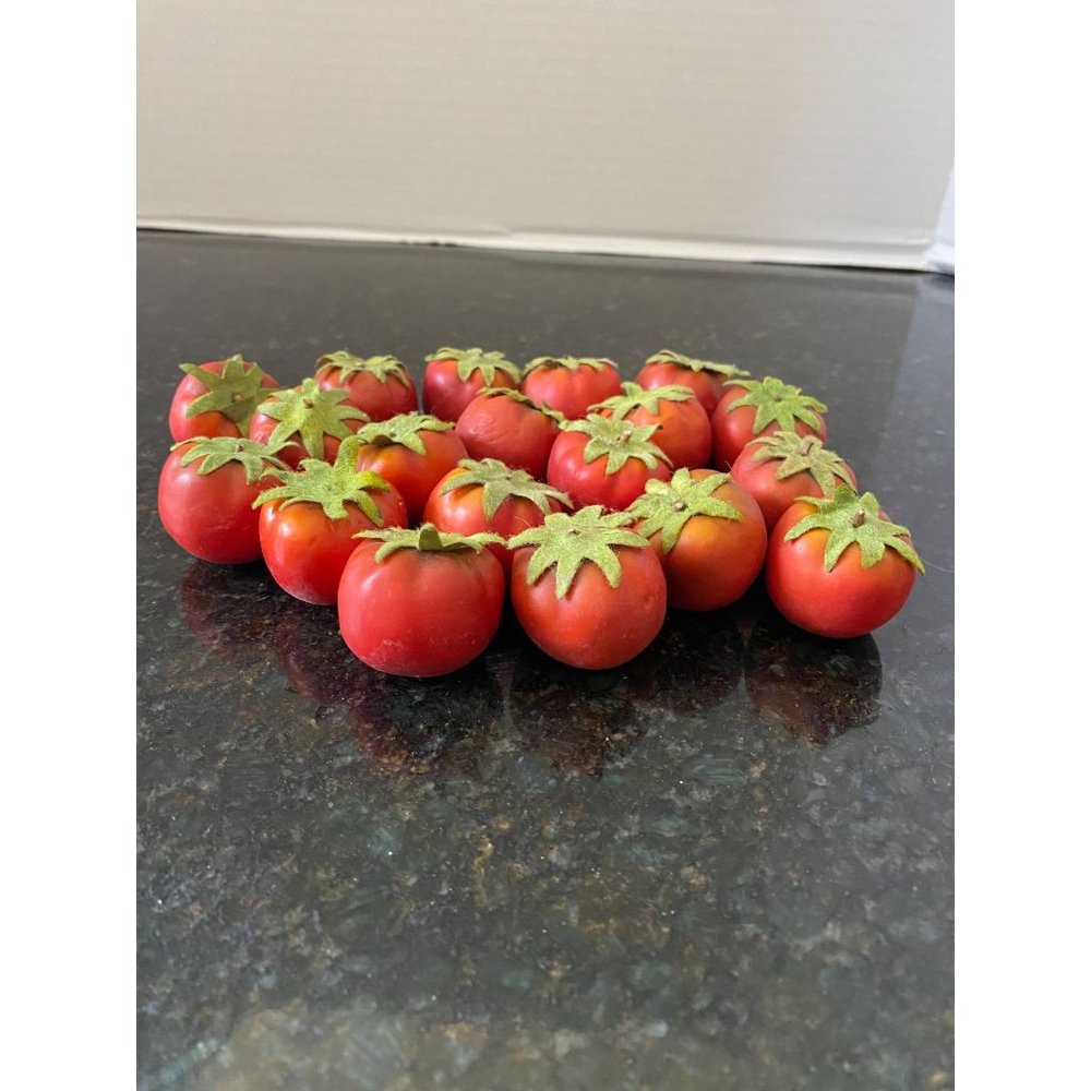 Realistic Micro Tomatoes with Green Stems, Plastic (Qty. 20)